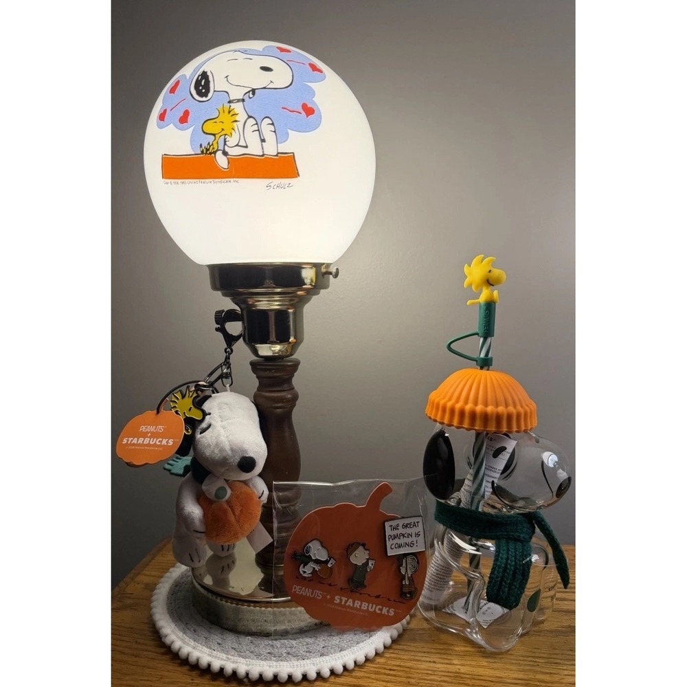 2026 Starbucks Peanuts Snoopy Glass Coffee Cup Plush Bag Charm Keychain Pins NEW